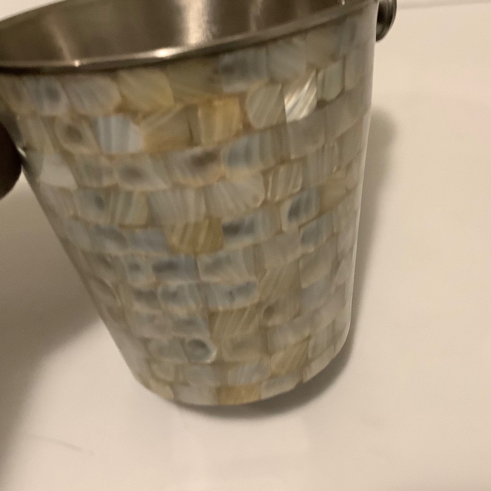 Mother of Pearl Ice Bucket | Stainless Steel Wine & Champagne Chiller | Coastal - Picture 2 of 10
